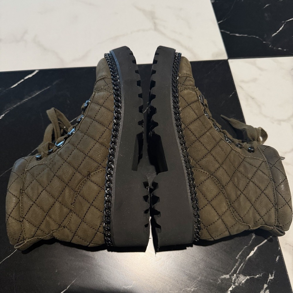 VINCE CAMUTO Womens Maissa Quilted Suede Lace-Up Boots US 7 Gray Military Green - Picture 7 of 12